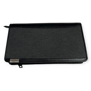 Tumi Black Leather Nylon Zip Around Travel Wallet Organizer Clutch